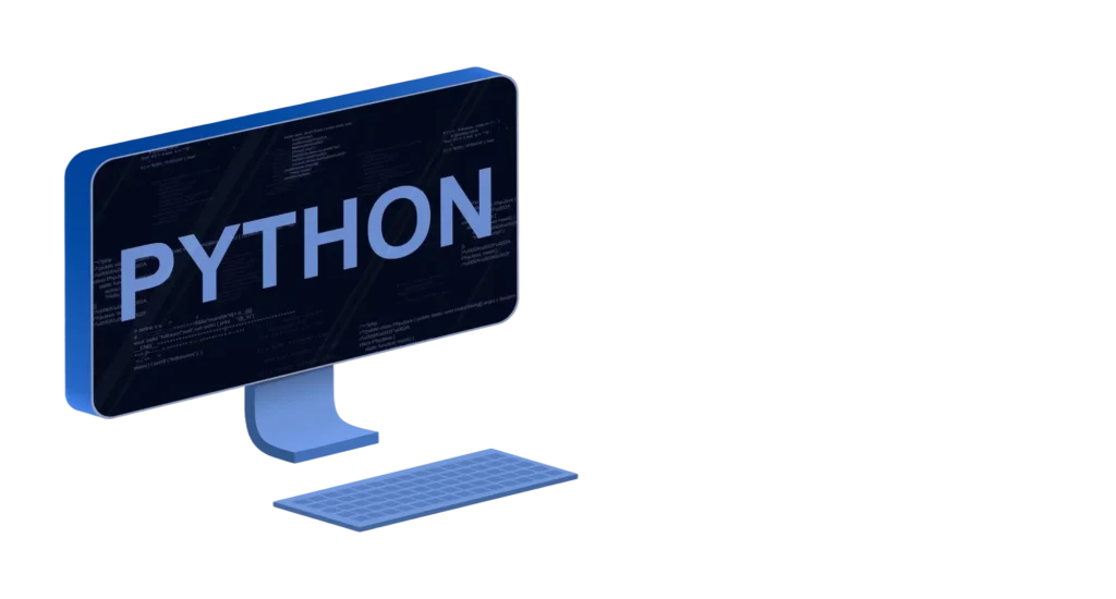 python computer screen with elements program code 3d copy